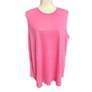 J. Jill Shirt Women L NWT Pink 100% Linen Sleeveless Sweet Pea Love Linen Tank